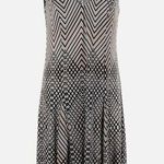 JM Collection Sleeveless Shift Dress Black Tan Geometric Photo 0