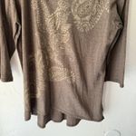 st. john's bay  Shirt Large Brown Paisley 3/4 Sleeve Tunic‎ Pullover Top Peasant Photo 2