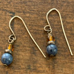 Artisan Handmade Blue Stone Silver Drop Earrings 925 Sterling Photo 0