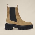 Maje Carmel Suede Platform Chelsea Ankle Boots Gold Metallic Heel Size 7 NWOB Photo 9