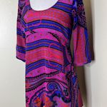 Tracy Reese Plenty by 100% Silk Tunic Mini Dress XS Purple Pink Scoop Neck Chic Photo 1
