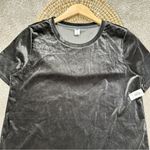 Old Navy NWT  Velvet Velour Shortsleeve Shirt Top Relaxed in Metal Residue Gray M Photo 2