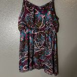Boho Paisley Print Chiffon Tank Dress – Women’s Size Medium – Spaghetti Strap Purple Photo 1