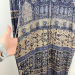 Lucky Brand  Midi Dress Women's Small‎ Blue Beige Floral V-Neck Long Sleeve Boho Photo 4