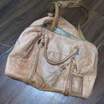 Elliott lucca tan duffel bag logo tassel leather $248 boho western luggage fall Photo 0