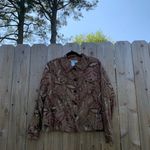 Coldwater Creek  Brown Floral Denim Petite Jacket petite‎ XL metallic boho button Photo 2