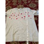 J.Crew Teddie Sweater Embroidered Heart Print Light Gray Crew Neck Womens M Photo 5