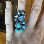 White Buffalo Turquoise Blue Turquoise Sterling Silver Cocktail Ring Size 6.75 Photo 1