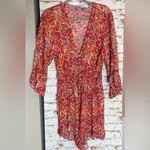 IRO  Vibrant Red and Orange Long Sleeve Rhodey Romper Photo 1