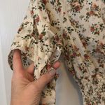 J for Justify  Cream Floral Dress Tie Sleeves Cinched Waist Size Medium Photo 3