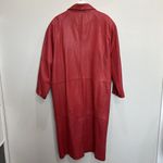 Vintage Large Leather Trench Coat Red Buttery Soft Supple G Photo 7