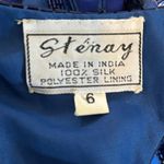 NOS Stenay Vtg 90s Beaded Sequin 100% Silk Dress Sz 6 Blue Art Deco Photo 8