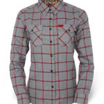 DIXXON Women’s Smoke Eater Flannel Shirt Plaid Gray Red Large NWOT Photo 0