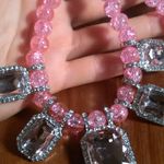 Simulated Pink Sapphire and Austrian Crystal Beaded Silvertone Necklace Photo 9