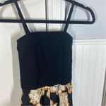 Evereve  Miley ribbed‎ bodice wide leg black floral Jumpsuit size xs pockets Photo 2