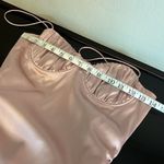 Meshki  ruched satin mini dress, spaghetti straps, bodycon, blush pink sz S Photo 6