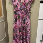 CIEBON Jennsen Ruched Flutter Sleeve Maxi Dress In Pink Size Small Floral Photo 0