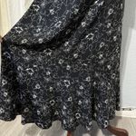 Norton Mcnaughton  Midi Skirt Black Floral Lightweight 1/2 Elastic Waist Size L Photo 4