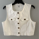 Reformation Jeans Vest Womens Size 10 White Cher Denim Button Up Vest Festival Photo 0