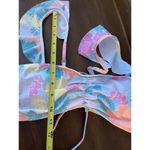 Island Soul Ruffle Bikini Pastel Yellow Pink Purple Floral Juniors Size XL Strappy Back NEW Photo 10