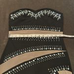 Women’s Strapless Mesh Paneled BodyCon Dress Silver Rhinestone Detail Size M NEW Black Size M Photo 7
