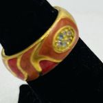 Lauren G Adams LGA Red Coral Gold Enamel Wave Ring Size 6 Photo 2