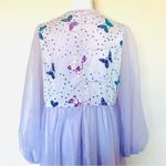 SheIn Curve Purple & Blue Butterfly Print Sequin Long Sleeve Tulle Maxi Dress. Photo 3