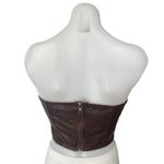 SheIn Brown Strapless Belted Tube Faux Leather Vegan Corset Bustier Crop Top 2 Photo 1