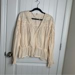 Free People  counting stars gold peasant blouse boho size large‎ Photo 2