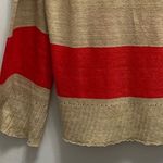 Nili Lotan Linen Striped Sweater Long Sleeves Relaxed Red Tan Size XS Photo 5