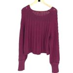 Free People NWT  Womens Sandre Cable Knit Pullover Sweater Dreamy Mulberry Large‎ Photo 5