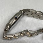 Vtg 80s Geneve Mens Analog Tank Scroll Silver gold Tone quartz 26mm running Photo 8