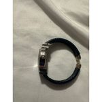 Wincci Quartz Watch Silver Tone Black Faux Leather Cuff Bracelet Japan Movt Blue Photo 4