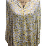 Liz Claiborne Women's XXL Floral Blouse Yellow Passion Flowy Long Sleeve Photo 0