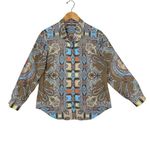 Tommy Bahama  Silk Paisley Blue Brown Yellow Floral Print Button Dress Shirt-12 Photo 0