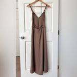 ZARA  Backless Brown Tan Knit V-neck Maxi Dress Strappy Open Back Size S Photo 3