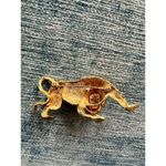 Gold Tone Big Cat Jaguar Leopard Rhinestone Brooch Photo 1