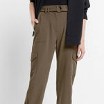 EXPRESS NEW Super High-waisted Belted Cargo Ankle Pant In Olive Green Size 10 Photo 0