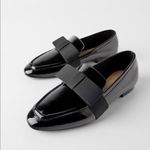 ZARA Black PATENT FINISH LOAFERS WITH BOW Womens Size 36 US Size 6 Slip … Photo 3