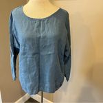 Light Blue 100% Linen Made In Italy 3/4 Sleeve Top Women’s Size Medium Photo 1