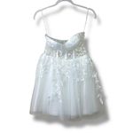 Lulus NWT Marvelously Lovely White Tulle 3D Embroidered Strapless Mini Dress Photo 2