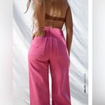 ZARA  Hot Pink Marine Straight High Rise Wide Leg Jeans 
Raw Hem, Sz 4 Photo 4