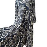 La Plage Dress Medium 100% Cotton Coverup Midi Resort Bohemian Crochet Cruise Blue Photo 5