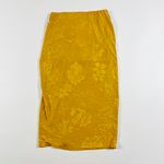 ZARA  Yellow Gold Floral Flower Print Pattern Straight Pencil Ruched Skirt Small Photo 3