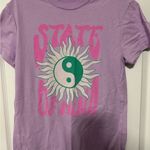 None Women's Purple Graphic Tee with Yin Yang Design Photo 0