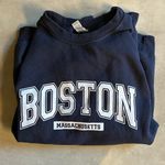 Gildan Navy blue size large crewneck with white Boston logo Photo 0