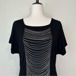INC International Concepts Silver Chain Short Sleeves Black Tee Black Size undefined Photo 1
