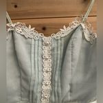 Vintage Size Small Baby Blue Lace Tiered Tie Strap Coquette Prairie Maxi Dress Photo 2