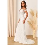 Lulus NWT  Precious Romance White Embroidered Off-the-Shoulder Maxi Dress Bride 6 Photo 2