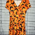 Orange and Black Wrap Midi/Maxi Halloween Bat Sundress SZ L V Photo 0